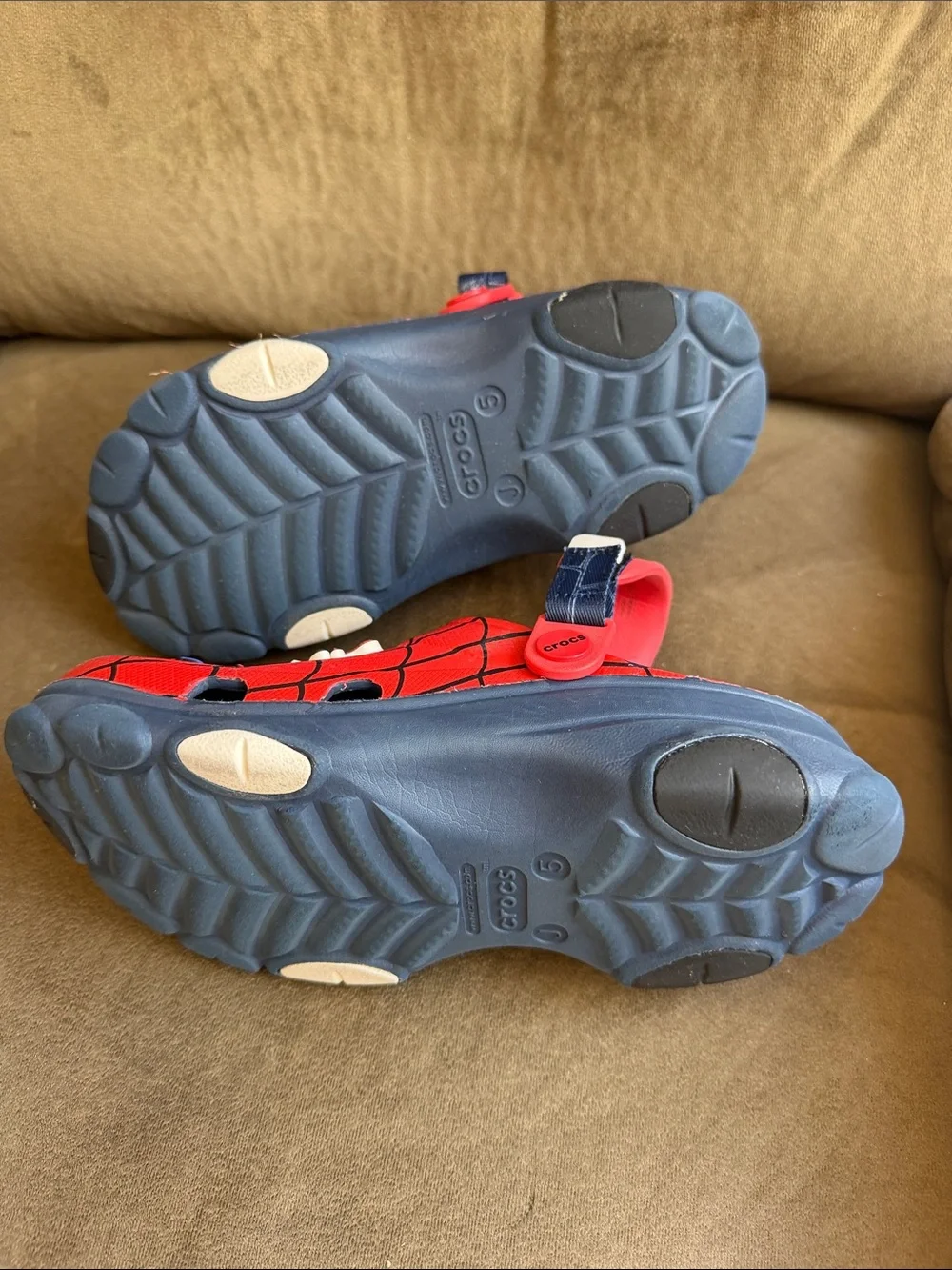 Kids Red Spider Web Slip-On Clogs with Character Accents Junior size 5